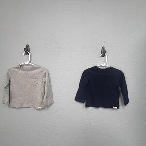 Set of Two GAP Kids Long Sleeve Playtime Favorites Shirts in Gray and Navy, GUC